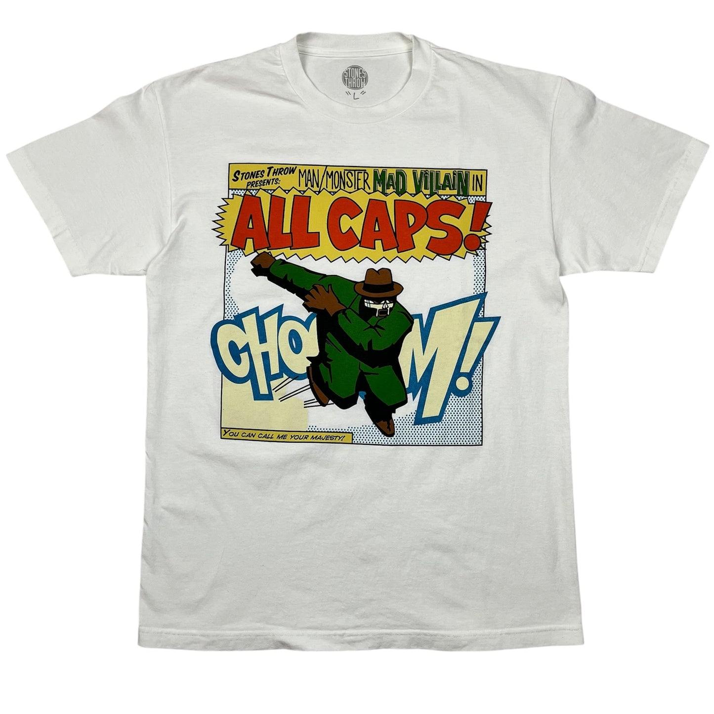 Y2K STONES THROW MF DOOM “ALL CAPS” Tee / L