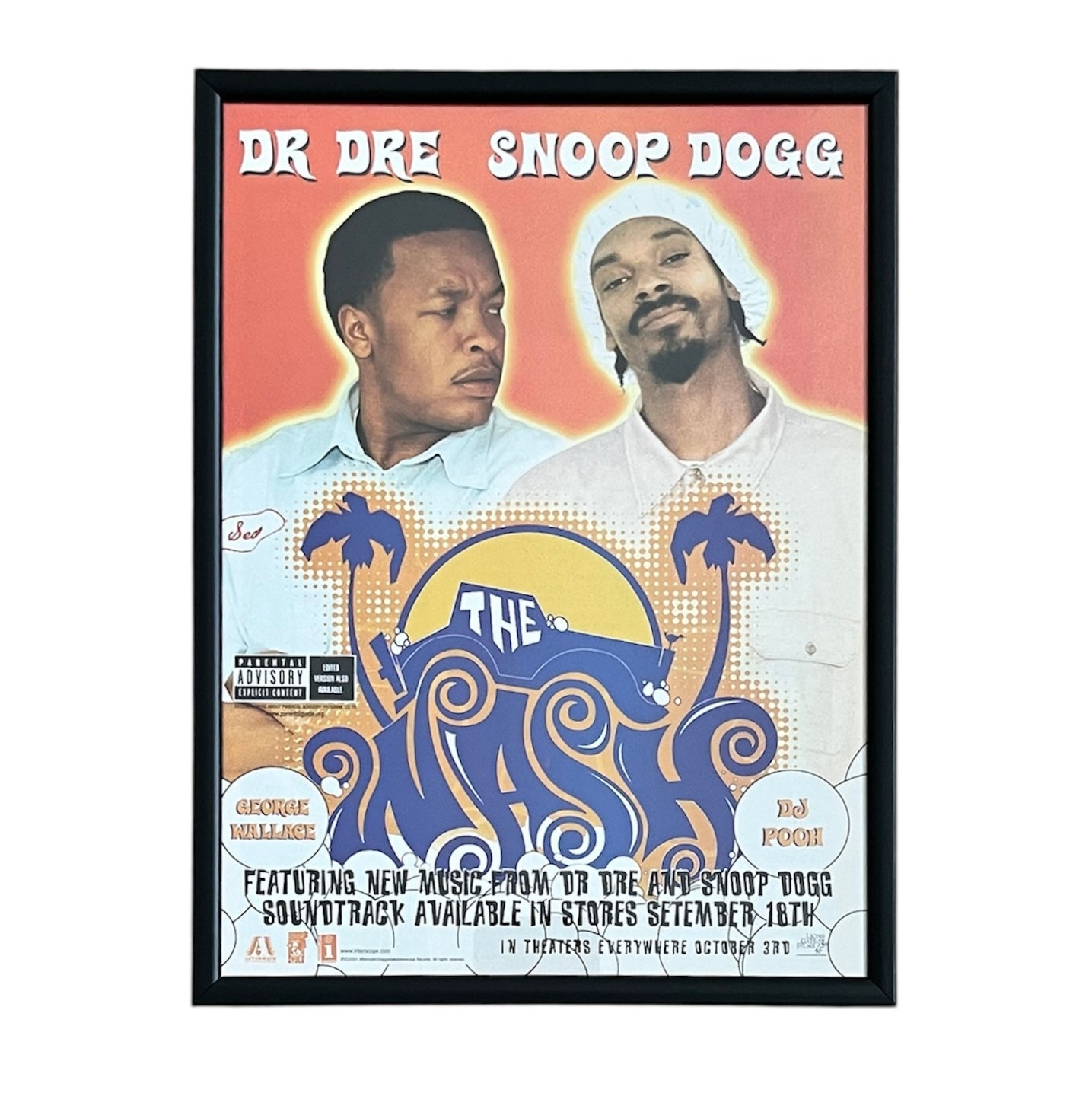 2001 DR.DRE, SNOOP DOGG “THE WASH” Single Promo framed cut out 21x28cm