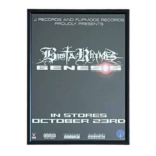 2001 BUSTA RHYMES “Genesis” Album Promo framed cut out 21x28cm