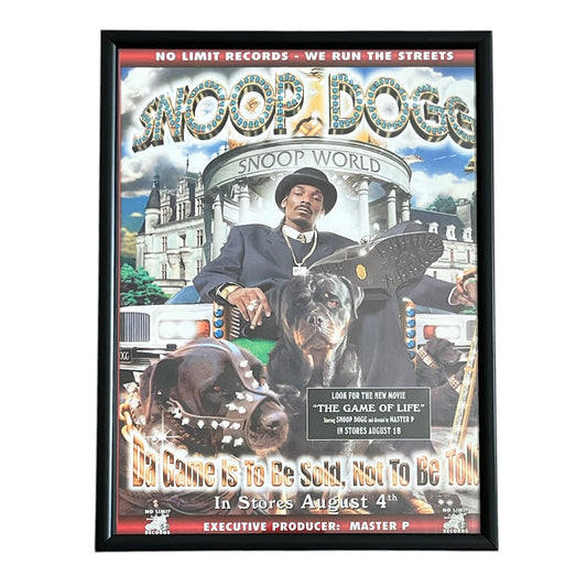 1998 SNOOP DOGG “DA GAME IS TO BE SOLD, NOT TO BE TOLD” Album Promo framed cut out 21x28cm