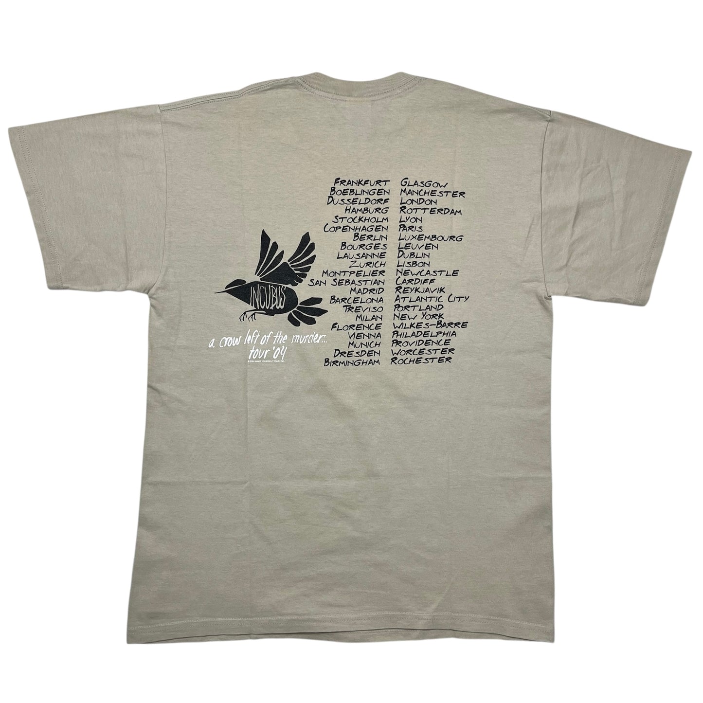 2004 INCUBUS A Crow Left of the Murder EU Tour Promo tee / L