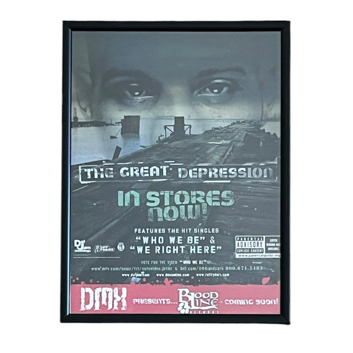 2001 DMX “The Great Depression” Album Promo framed cut out 21x28cm