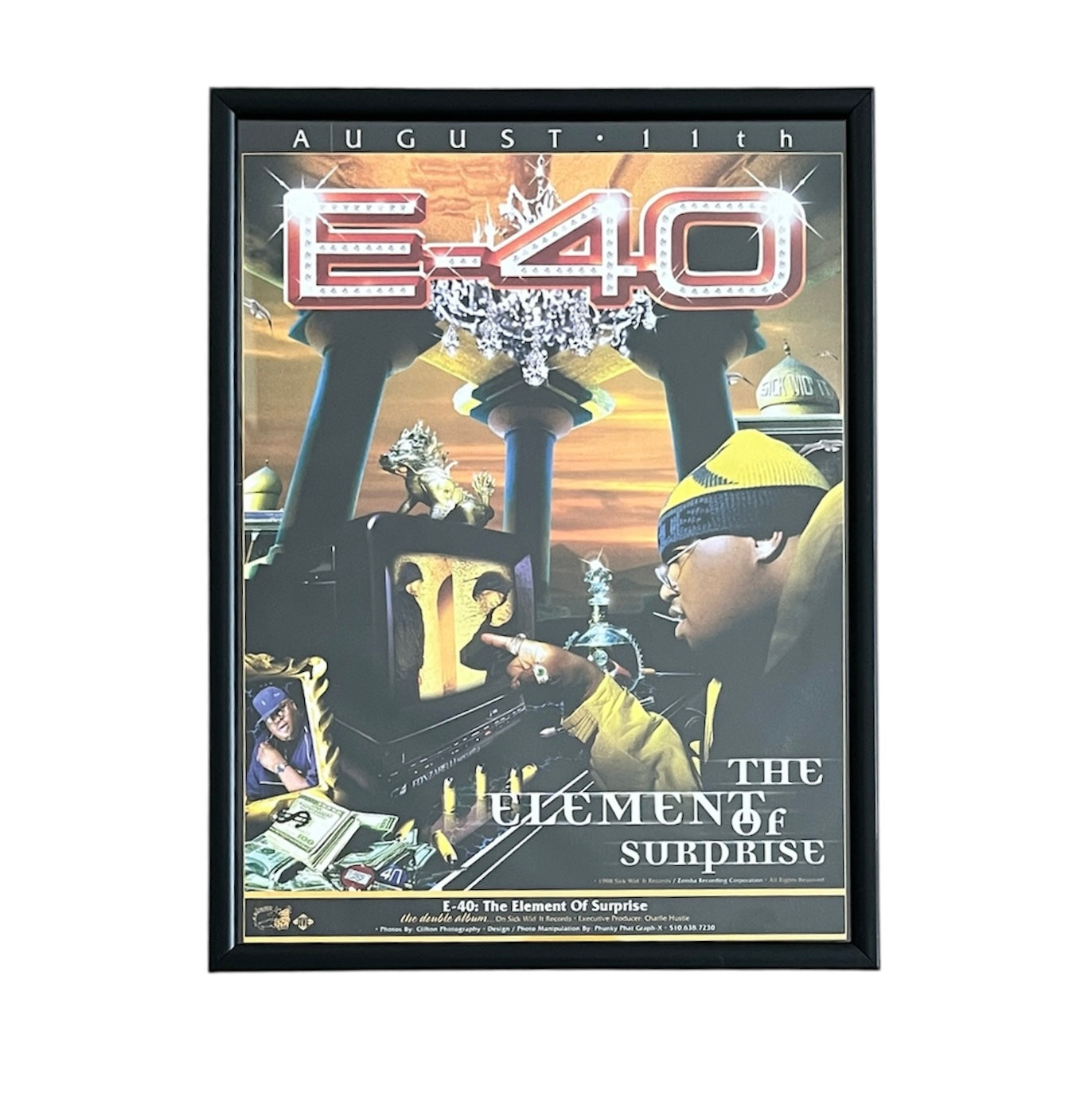1998 E40 “THE ELEMENT OF SURPRISE” Album Promo framed cut out variant 21x28cm