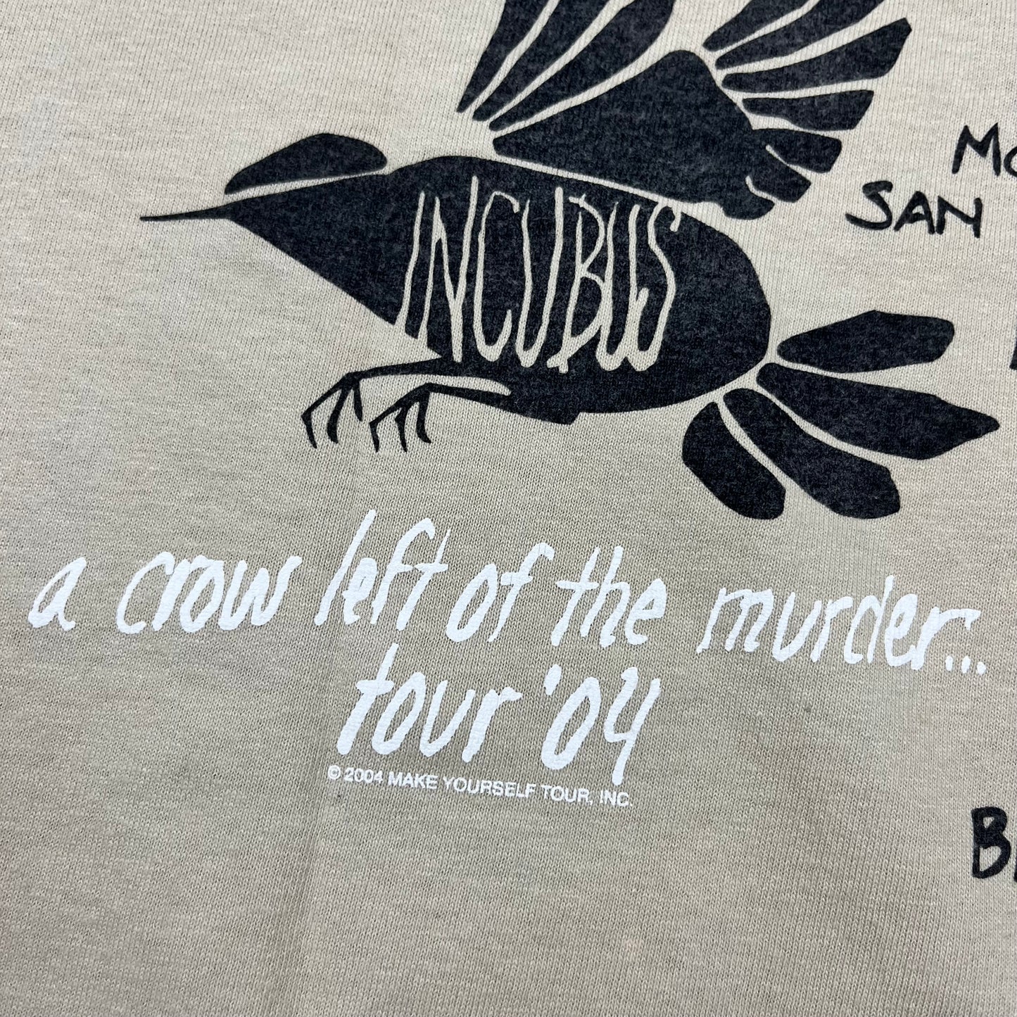2004 INCUBUS A Crow Left of the Murder EU Tour Promo tee / L