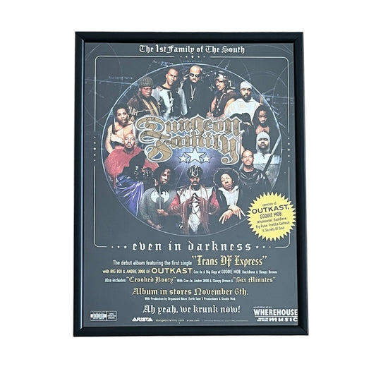 2001 DUNGEON FAMILY “EVEN IN DARKNESS” Album Promo framed cut out 21x28cm