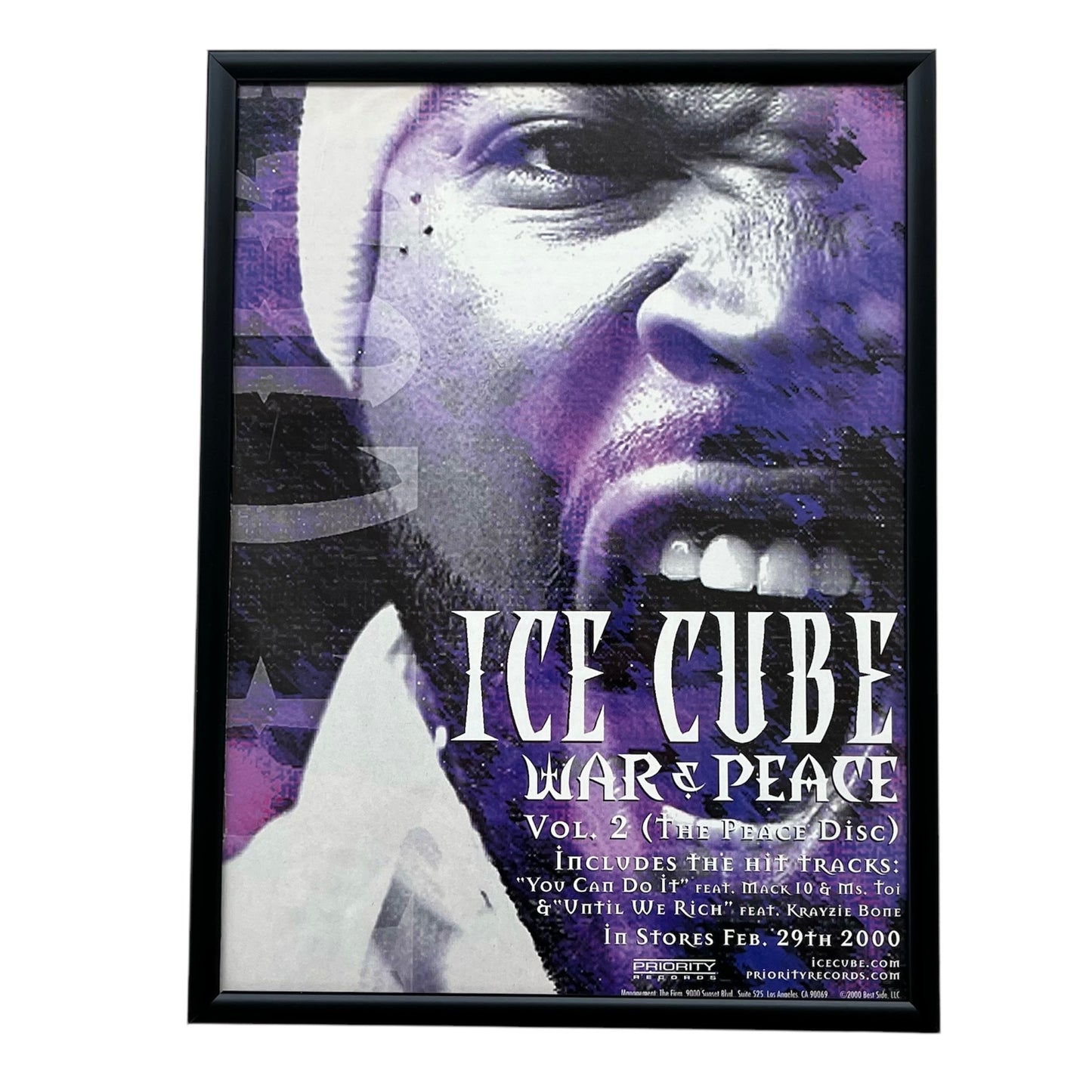 2000 ICE CUBE “War & Peace Vol. 2 ” Album Promo framed cut out 21x28cm