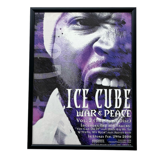 2000 ICE CUBE “War & Peace Vol. 2 ” Album Promo framed cut out 21x28cm