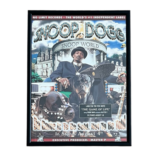 1998 SNOOP DOGG “DA GAME IS TO BE SOLD NOT TO BE TOLD” Album Promo framed cut out 21x28cm