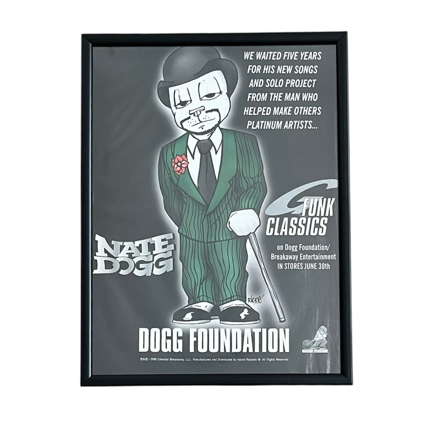 1998 NATE DOGG “G-FUNK CLASSICS” Album Promo framed cut out 21x28cm