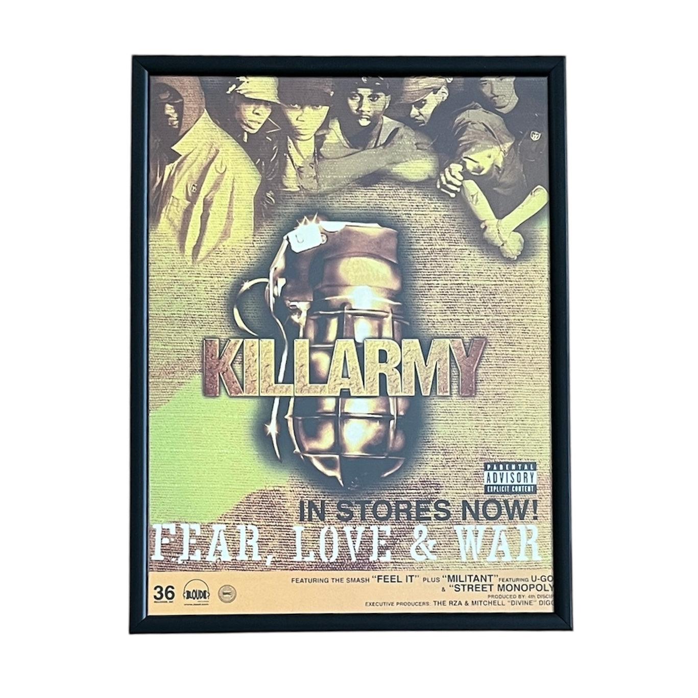 2001 KILLARMY “FEAR, LOVE & WAR” Album Promo framed cut out 21x28cm