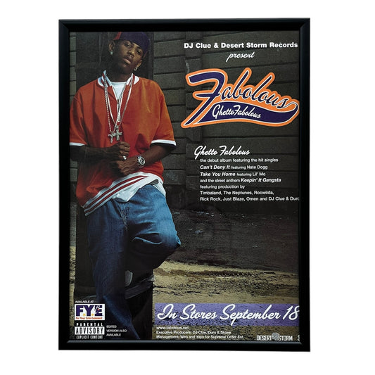 2001 FABOLOUS “Ghetto Fabolous” Album Promo framed cut out 21x28cm