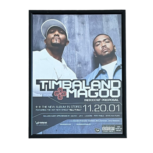 2001 TIMBALAND & MAGOO “Indecent Proposal” Album Promo framed cut out 21x28cm