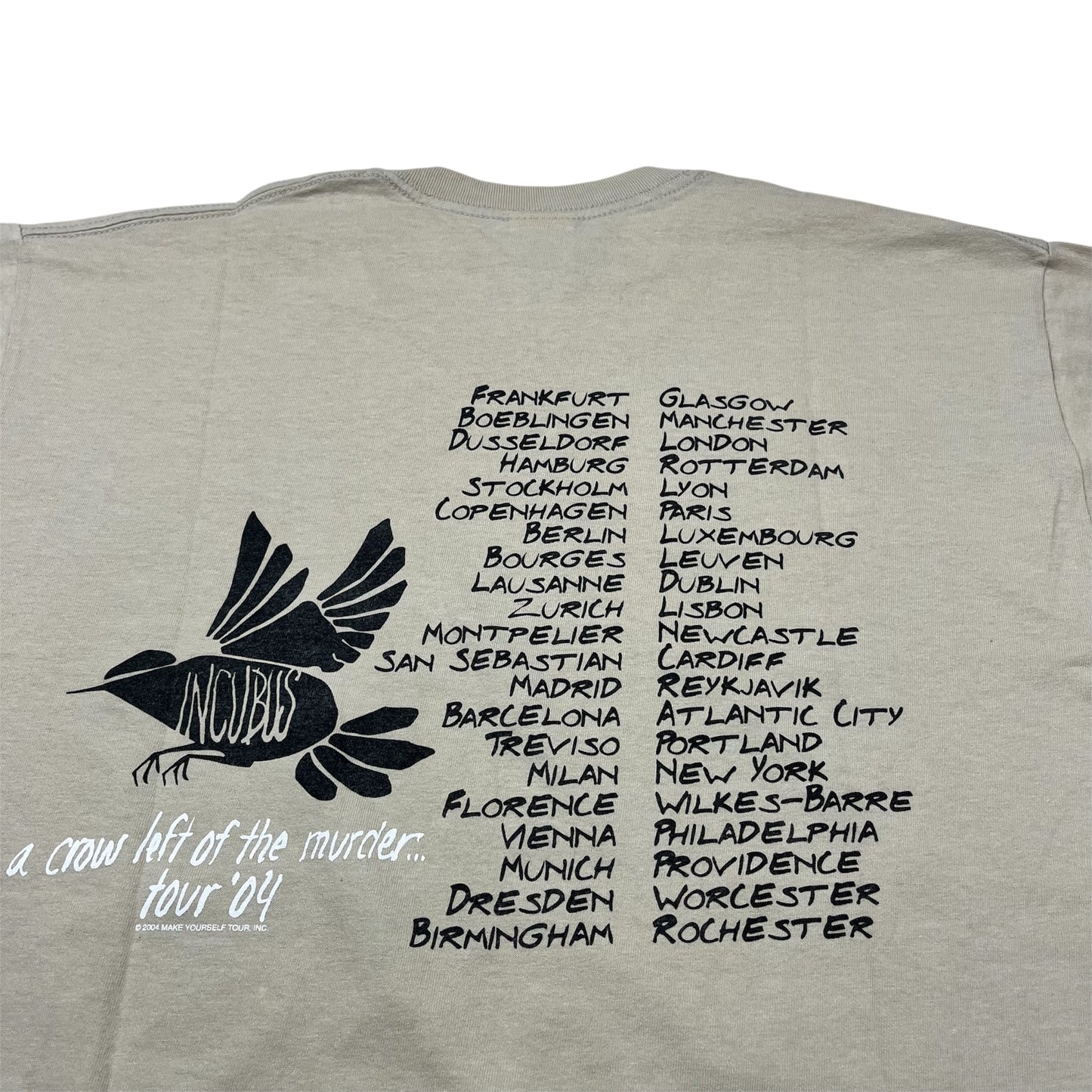 2004 INCUBUS A Crow Left of the Murder EU Tour Promo tee / L