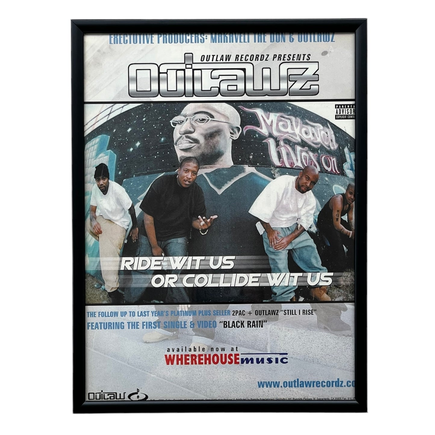 2000 OUTLAWZ “Ride Wit Us Or Collide Wit Us” Album Promo framed cut out 21x28cm