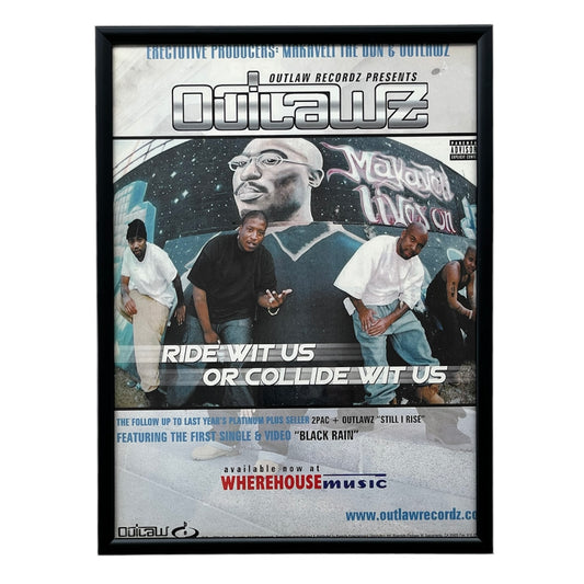 2000 OUTLAWZ “Ride Wit Us Or Collide Wit Us” Album Promo framed cut out 21x28cm
