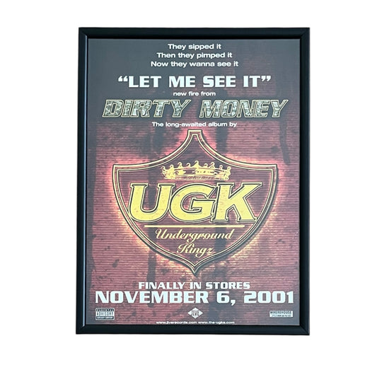 2001 UGK “DIRTY MONEY” Album Promo framed cut out 21x28cm