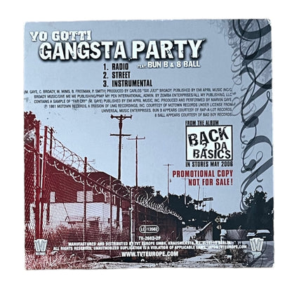 YO GOTTI feat BUN B & 8BALL - GANGSTA PARTY Single - 2006 (CD)